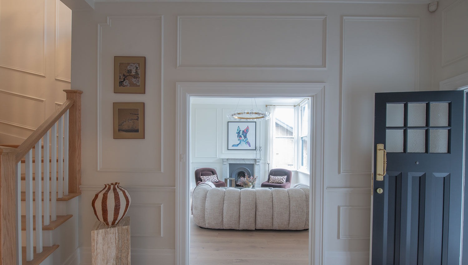 Entrance hall, oak staircase and heritage front door